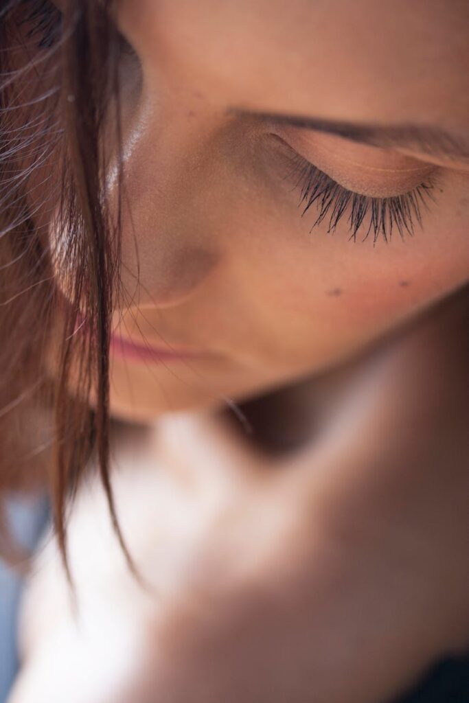 close up photography of woman s face