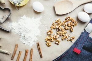 cinnamon sticks walnuts and eggs ingredients