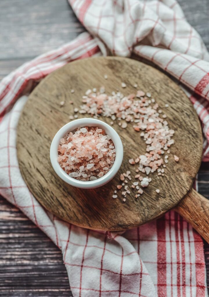 pink salt in ceramic bowl